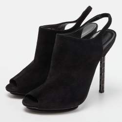 مملوكة مسبقًا Gucci Black Suede Slingback Mules Size 41