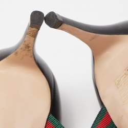 Pre Owned Gucci Black Leather Sylvie Web Buckle Mary Jane Pointed Toe Pumps Size 39