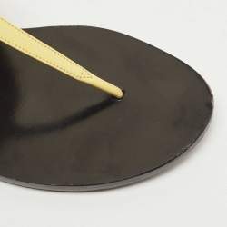 Pre Owned Gucci Yellow Leather Double G Thong Flats Size 39