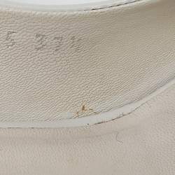 Gucci White Leather Wooden Wedge Slingback Sandals Size 37.5