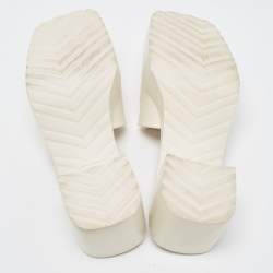 Gucci Off White Rubber Embossed Logo Slide Sandals Size 37
