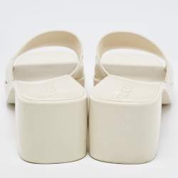 Gucci Off White Rubber Embossed Logo Slide Sandals Size 37