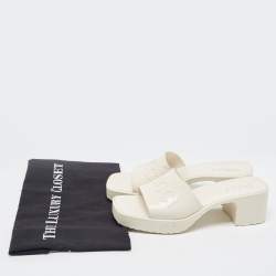 Gucci Off White Rubber Embossed Logo Slide Sandals Size 37