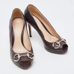 Gucci Dark Brown Guccissima Leather New Hollywood Pumps Size 37