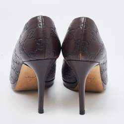 Gucci Dark Brown Guccissima Leather New Hollywood Pumps Size 37