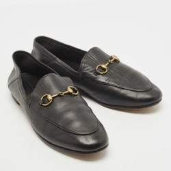 Pre Owned Gucci Black Leather Horsebit Brixton Loafers Size 39