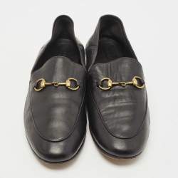 Pre Owned Gucci Black Leather Horsebit Brixton Loafers Size 39