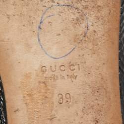 Pre Owned Gucci Black Patent Leather Interlocking G Bow Ballet Flats Size 39