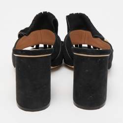 Gucci Black Suede Double G Block Heel Slides Size 42