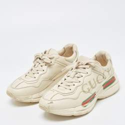 Gucci Cream Leather Rhyton Sneakers Size 38.5