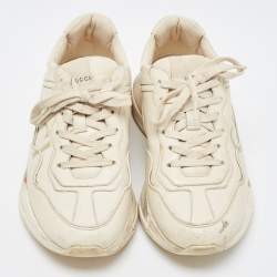 Gucci Cream Leather Rhyton Sneakers Size 38.5