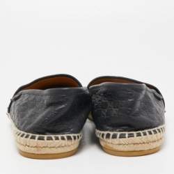 Pre Owned Gucci Black Microguccissima Leather Espadrille Flats Size 38.5