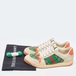 Gucci Multicolor Nubuck and Canvas Screener Sneakers Size 39