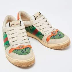Gucci Multicolor Nubuck and Canvas Screener Sneakers Size 39