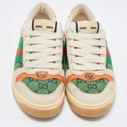 Gucci Multicolor Nubuck and Canvas Screener Sneakers Size 39