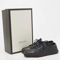 Gucci Black Canvas and Leather GG Low Top Sneakers Size 36