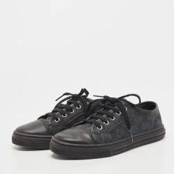 Gucci Black Canvas and Leather GG Low Top Sneakers Size 36