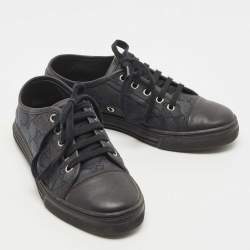 Gucci Black Canvas and Leather GG Low Top Sneakers Size 36