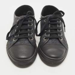 Gucci Black Canvas and Leather GG Low Top Sneakers Size 36