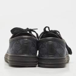 Gucci Black Canvas and Leather GG Low Top Sneakers Size 36