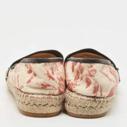 Pre Owned Gucci Beige Floral Printed Fabric Slip On Espradrille Flats Size 38.5
