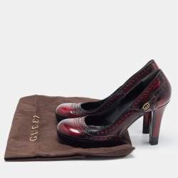 Pre Owned Gucci Tow Tone Brogue Leather GG Platform Pumps Size 40