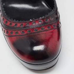 Pre Owned Gucci Tow Tone Brogue Leather GG Platform Pumps Size 40