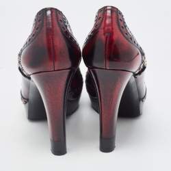 Pre Owned Gucci Tow Tone Brogue Leather GG Platform Pumps Size 40