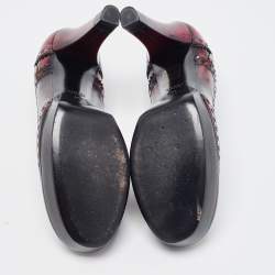 Pre Owned Gucci Tow Tone Brogue Leather GG Platform Pumps Size 40