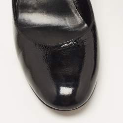Pre Owned Gucci Black Patent Leather Wedge Round Toe Pumps Size 39