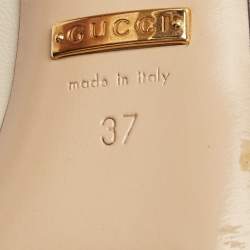 مملوكة مسبقًا Gucci White Leather Sylvie Mary Jane Buckle Detail Pointed Toe Pumps Size 37