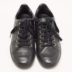 Gucci Black Microguccissima Leather Low Top Sneakers Size 35.5