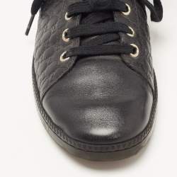 Gucci Black Microguccissima Leather Low Top Sneakers Size 35.5