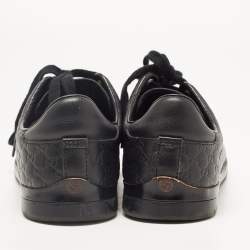 Gucci Black Microguccissima Leather Low Top Sneakers Size 35.5