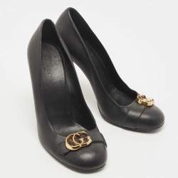 مملوكة مسبقًا Gucci Black Leather GG Interlocking Pumps Size 38.5