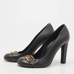 مملوكة مسبقًا Gucci Black Leather GG Interlocking Pumps Size 38.5