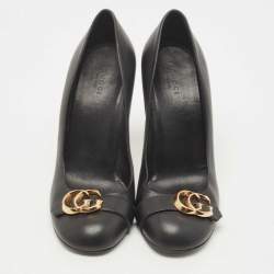 مملوكة مسبقًا Gucci Black Leather GG Interlocking Pumps Size 38.5