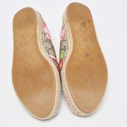Pre Owned Gucci Brown/Beige GG Floral Print Supreme Canvas Espadrille Flats Size 40