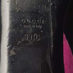 Gucci Purples/Black Patent Leather And Suede Bamboo Horsebit Ballet Flats Size 39.5