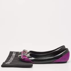 Gucci Purples/Black Patent Leather And Suede Bamboo Horsebit Ballet Flats Size 39.5
