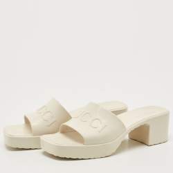Gucci White Rubber Slide Sandals Size 36
