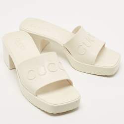 Gucci White Rubber Slide Sandals Size 36