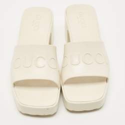 Gucci White Rubber Slide Sandals Size 36