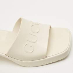 Gucci White Rubber Slide Sandals Size 36