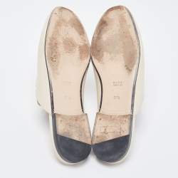 Gucci White Leather Princetown Horsebit Flat Mules Size 37.5