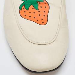 Gucci White Leather Princetown Horsebit Flat Mules Size 37.5