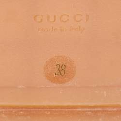 Gucci Beige GG Canvas Platform Flat Slides Size 38