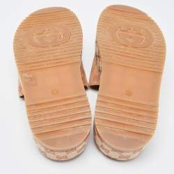 Gucci Beige GG Canvas Platform Flat Slides Size 38