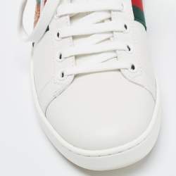 Pre Owned Gucci White Leather Ace Bee Low Top Sneakers Size 38