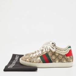 Gucci Grey GG Canvas Ace Low Top Sneakers Size 36.5